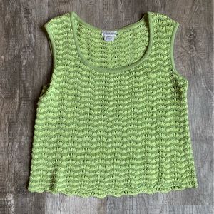 St. John Sport Open Knit Tank Green Multi Size Large